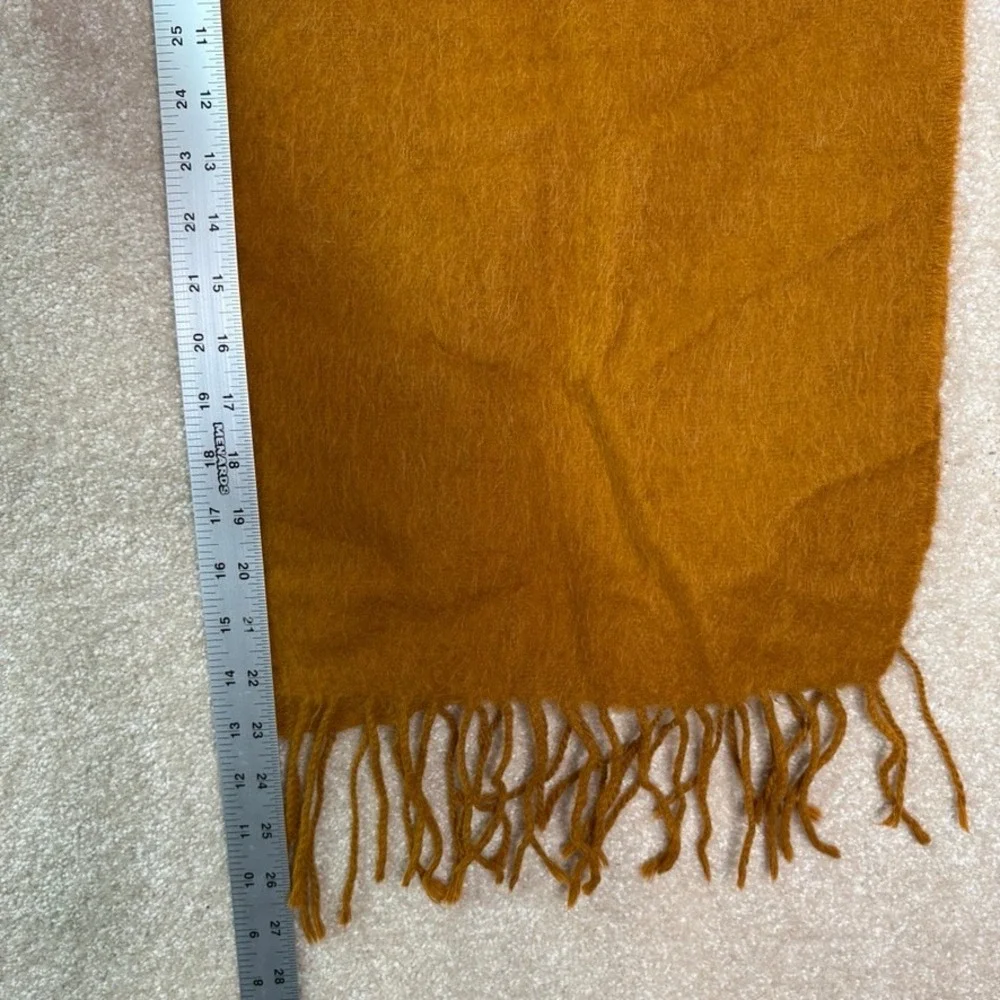 LANIFICIO DEL PERU 100% Alpaca Scarf Mustard Fringed Winter Boho 13X46‎